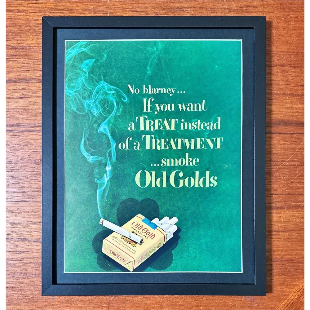 Framed 1949 Smoke Old Golds For a Treat Not a Treatment Vintage Art Print Ad
